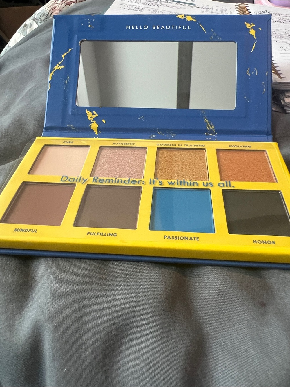 Chella Beautiful Blue & Yellow Eyeshadow Palette with Gold and Brown Accents